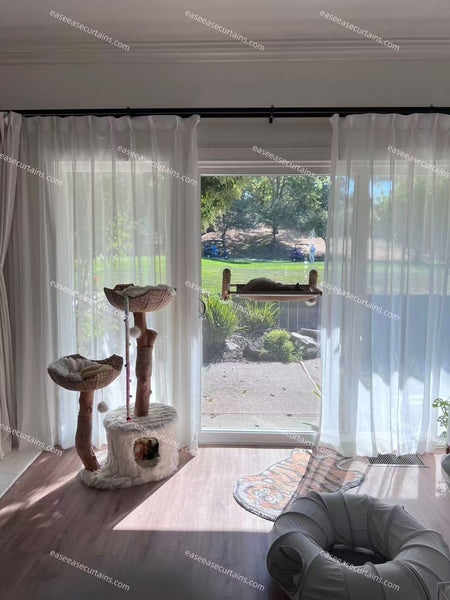 Semi-Sheer Fabric Curtains White Grommet Top Airy Minimalist