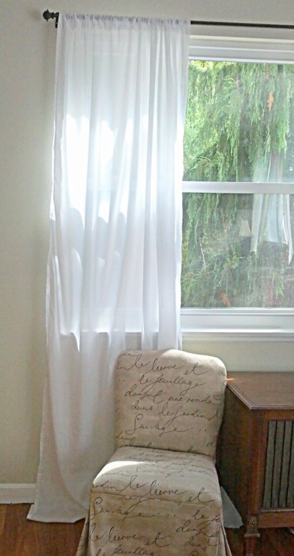 Semi-Sheer White Cotton Curtain, Airy Minimalist Light Filtering