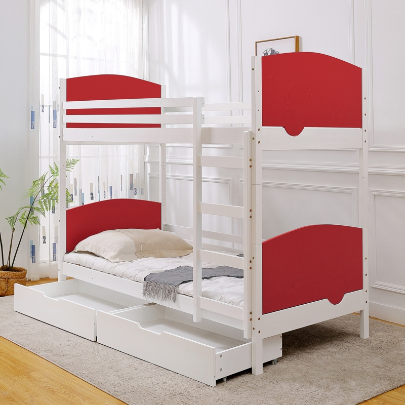 Separable Bunk Bed With Underbed Storage Drawers In Wood Tone