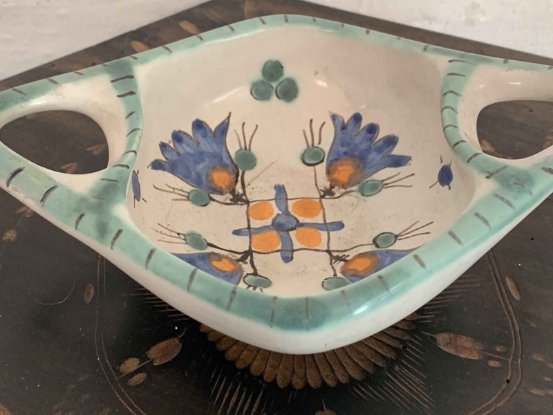 Serving Bowl, Abstract Fish Ceramic, Oblong Vintage Design