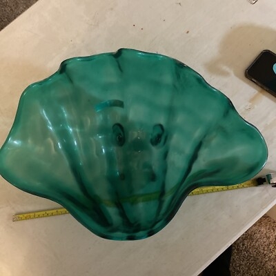 Serving Bowl Acrylic Emerald Green Clam Shell Translucent Large