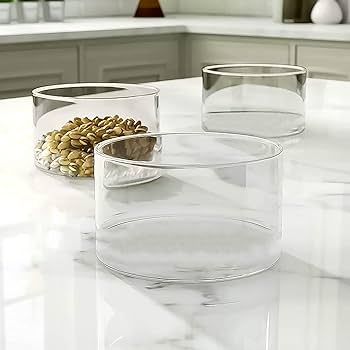 Serving Bowl Angled Rim Clear Glass Tapered Silhouette