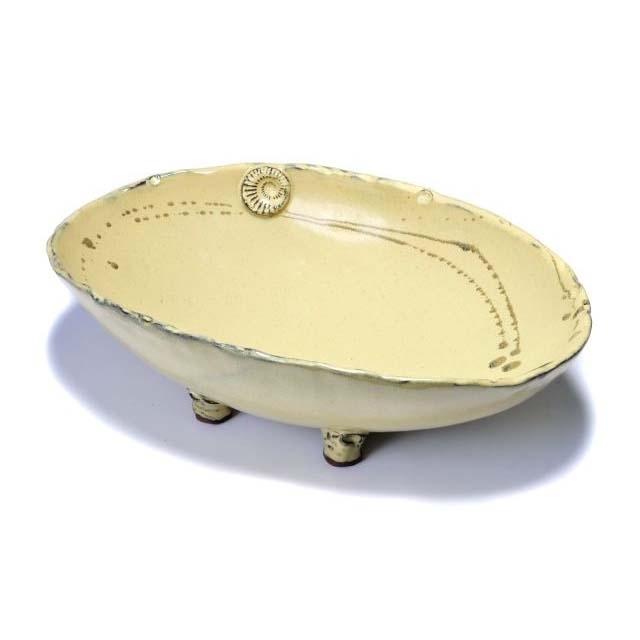Serving Bowl, Artisanal Oval Ceramic with Textured Charcoal Glaze