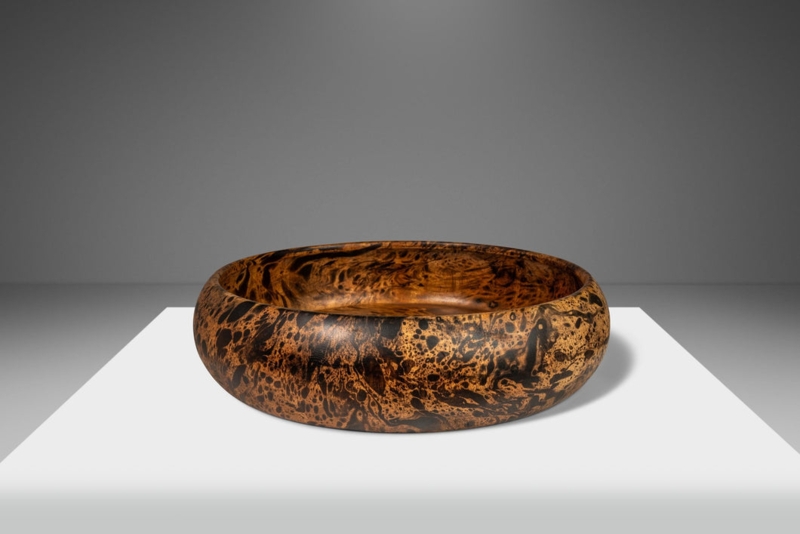 Serving Bowl, Biomorphic Hand-Carved Wood, Organic Modern Centerpiece