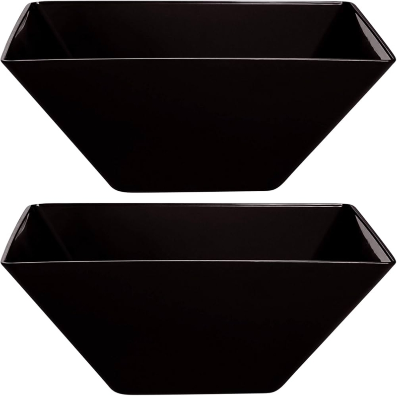 Serving Bowl Black High Gloss Tapered Plastic Deep Elegant