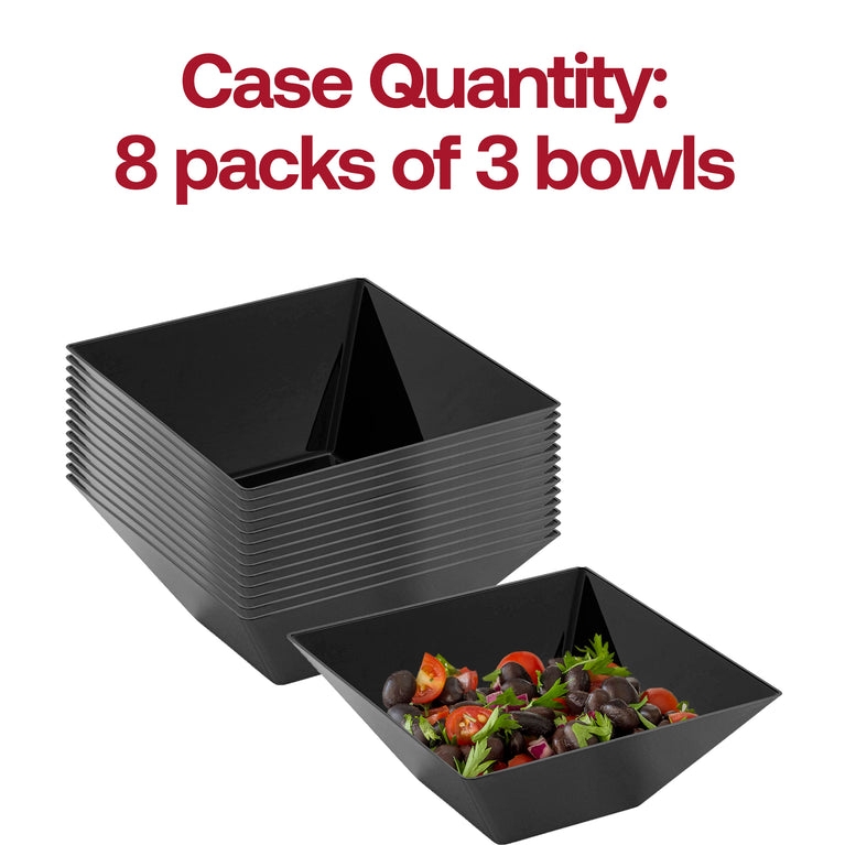 Serving Bowl Black Plastic Tapered Large Deep Glossy Catering