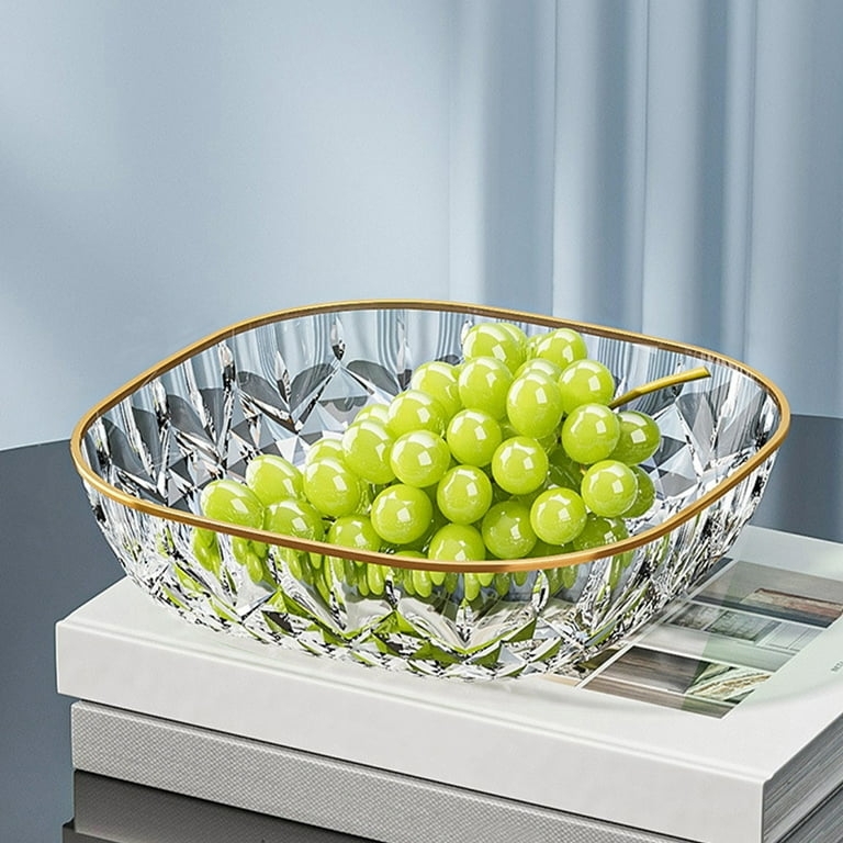 Serving Bowl Clear Plastic Faceted Textured Geometric Centerpiece