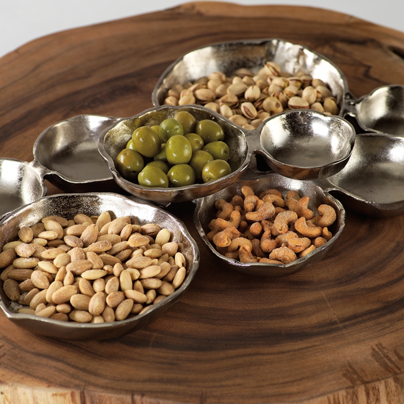 Serving Bowl Cluster Polished Nickel Staggered Layout Contemporary