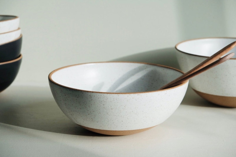 Serving Bowl Deep Speckled Glaze Raw Rim Stoneware