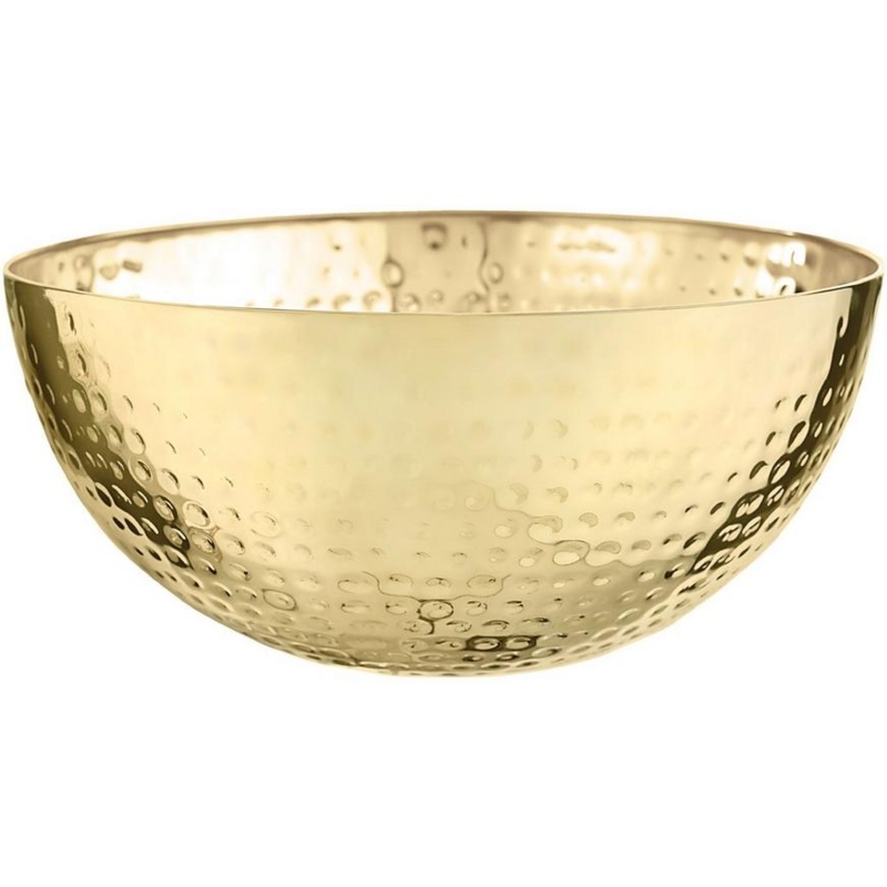 Serving Bowl, Extra Large Capacity, Hammered Texture, Flared Rim, Metal
