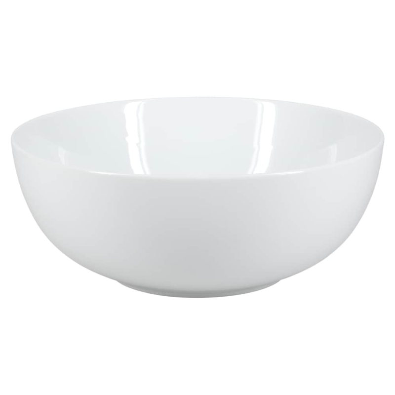 Serving Bowl Flared Rim Crisp White Ceramic Minimalist Modern