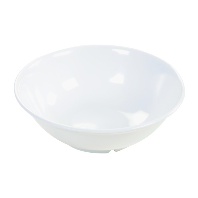 Serving Bowl Footed Base Glossy White Ceramic Like Modern Deep