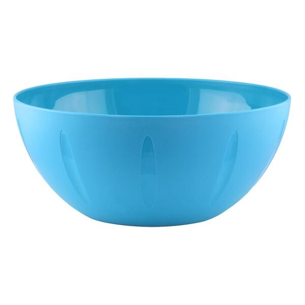 Serving Bowl, Glossy Blue Glaze, Contrasting Rim, Ceramic Fruit Bowl.