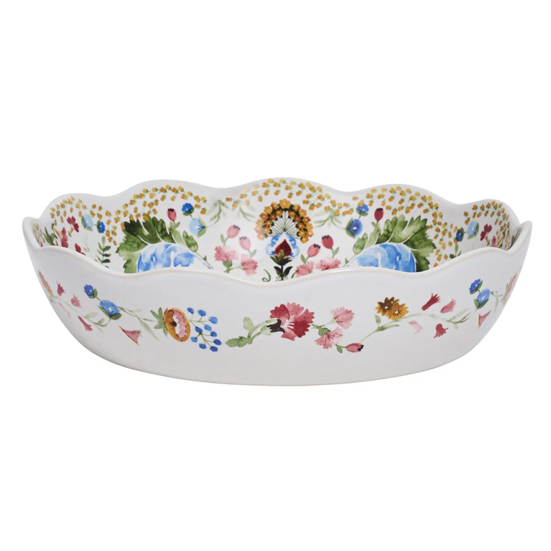 Serving Bowl Gold Metal Ruffled Edge Polished Finish Glam Centerpiece