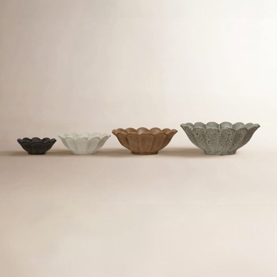 Serving Bowl Gold-Toned Crinkled Texture Irregular Rim