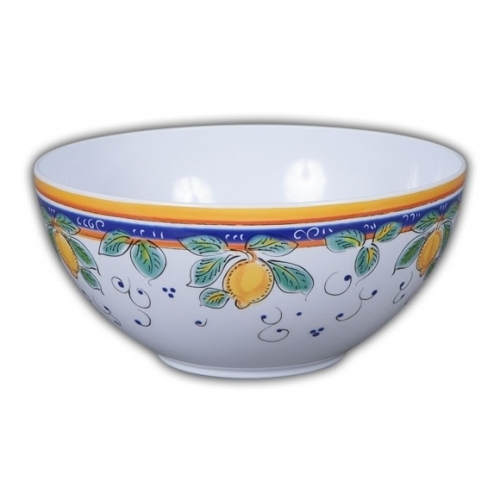 Serving Bowl Hand Painted Botanicals Glossy Ceramic Rustic Italian