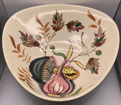 Serving Bowl, Hand-Painted Ceramic, Harvest Salad Design
