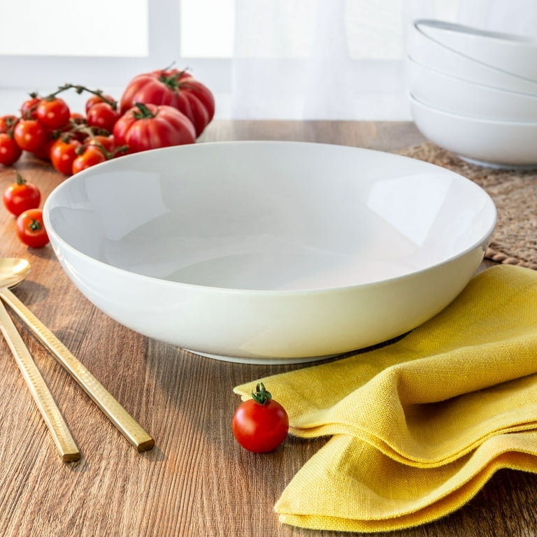 Serving Bowl Large Glossy Porcelain, White Pasta Serving