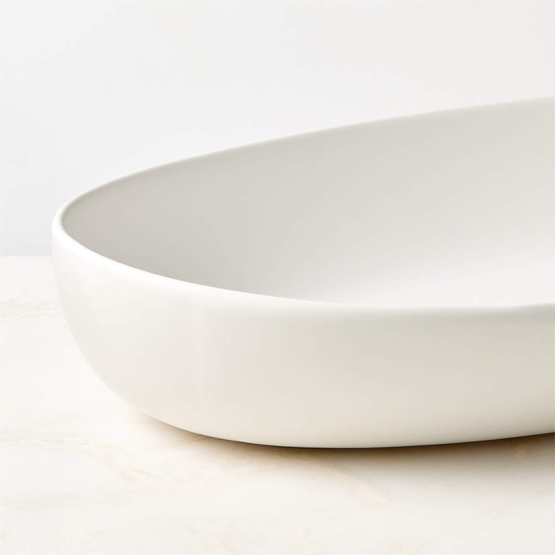 Serving Bowl Low Profile Matte White Wide Basin Ceramic Pasta Bowl