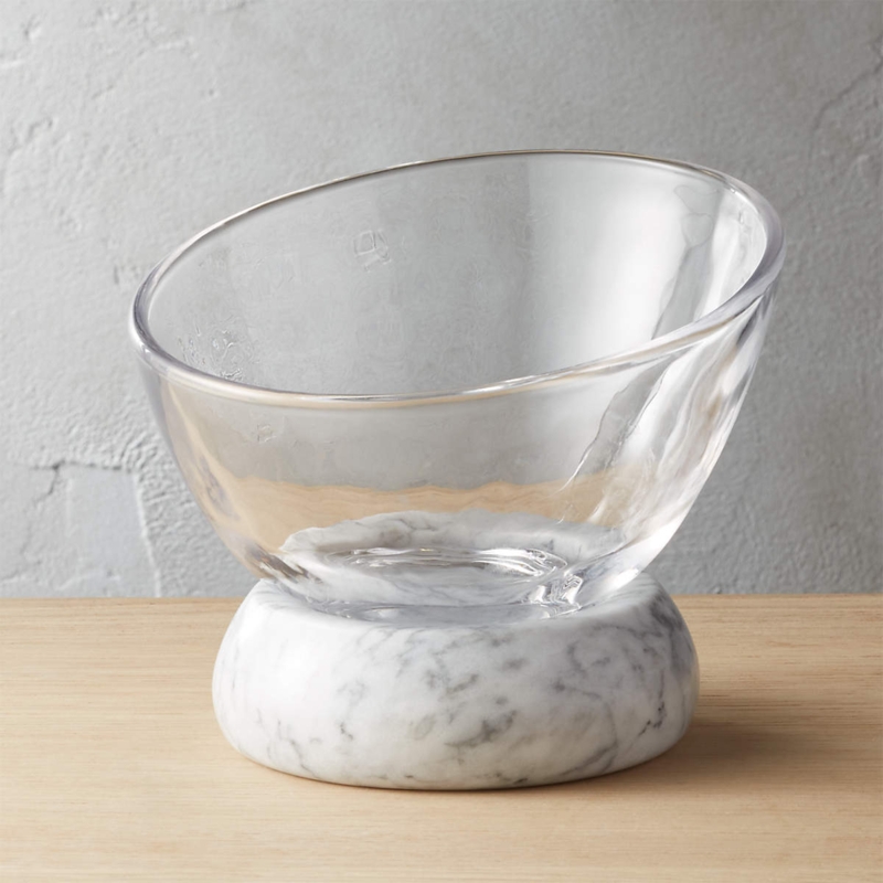 Serving Bowl Marble Pedestal Base Thick Rim Cylindrical