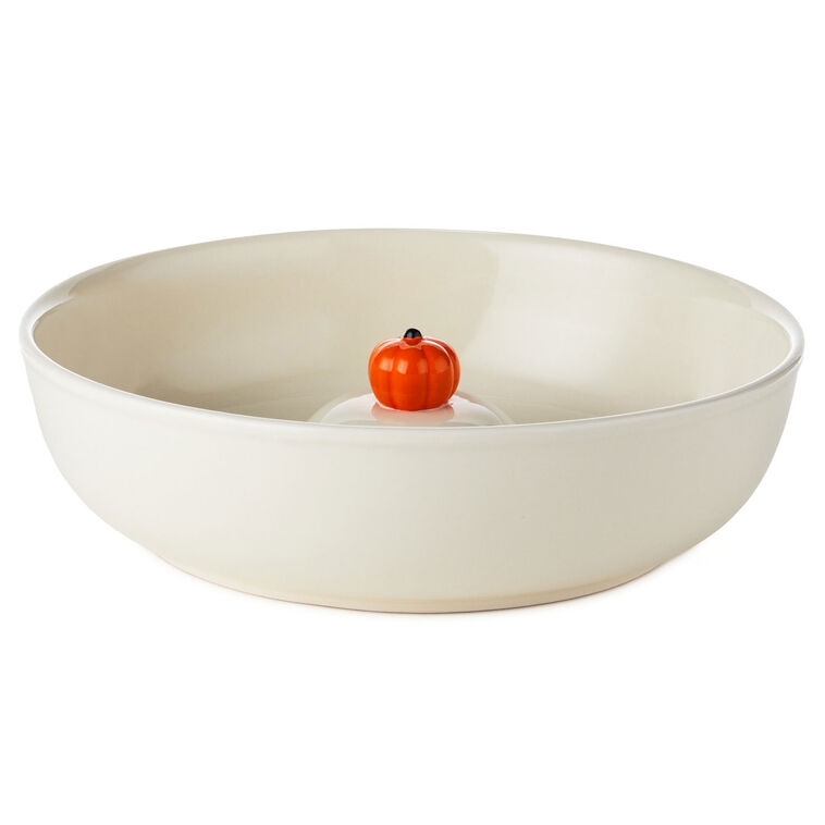 Serving Bowl Matte Black Exterior Whimsical Typography Festive Dish