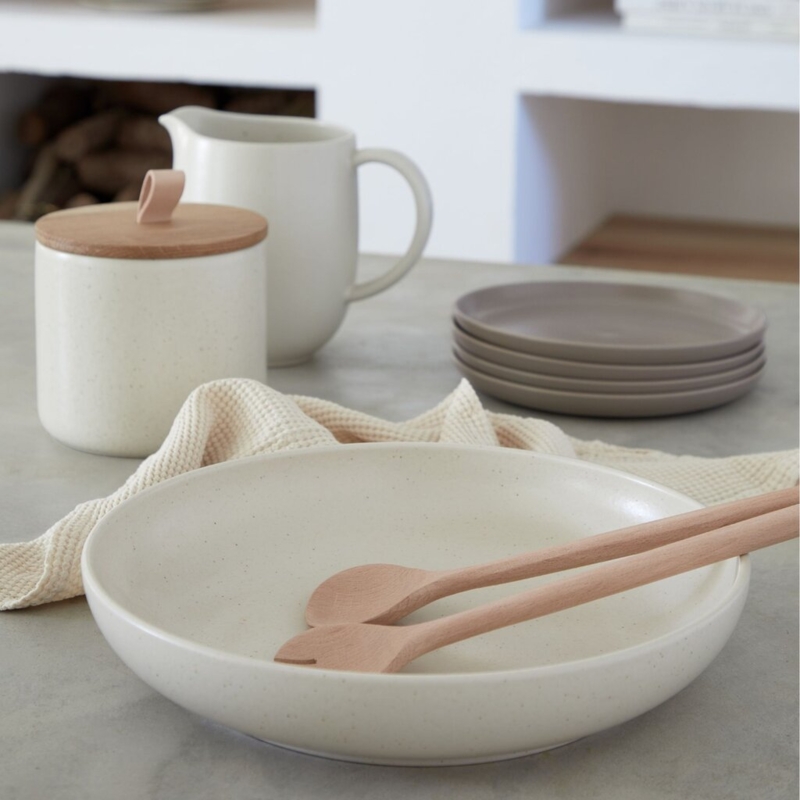 Serving Bowl Matte Charcoal Finish Wide Rim Shallow Profile Ceramic
