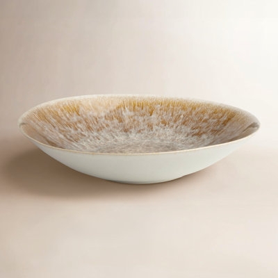 Serving Bowl Matte Organic Rim Ceramic-Like Shallow