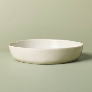 Serving Bowl Matte Sour Cream Ceramic Contrasting Rim