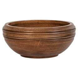 Serving Bowl Medium Brown Wood Grain Textured Rim Farmhouse