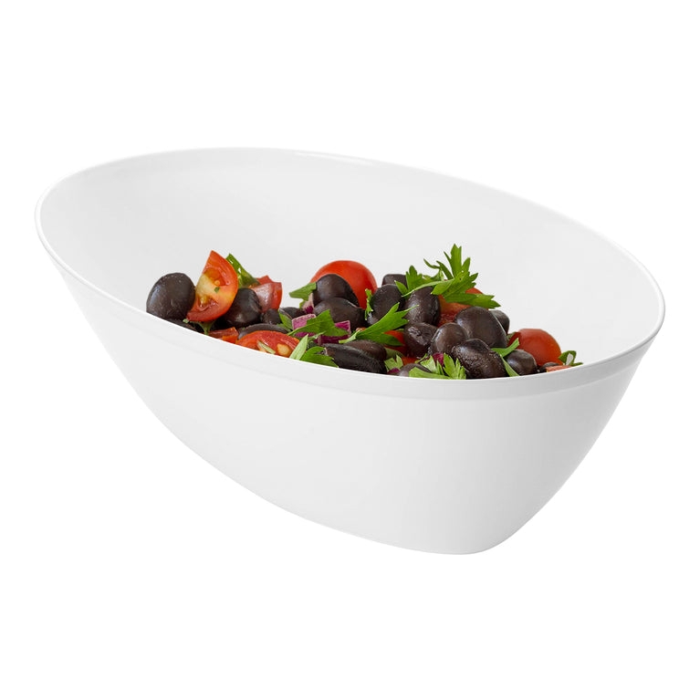 Serving Bowl, Minimalist Oval Plastic-Like, Semi-Glossy Finish