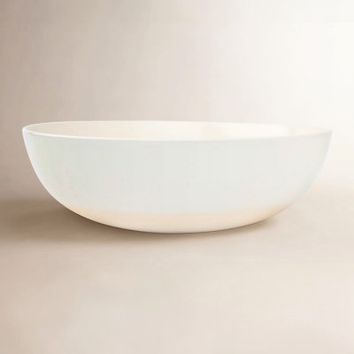 Serving Bowl Organic Rim Off-White Porcelain Minimalist