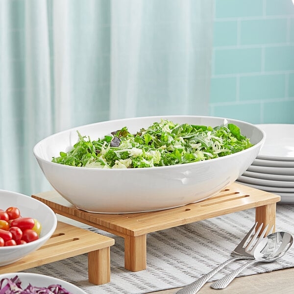 Serving Bowl, Oval Melamine with Hammered Textured Rim