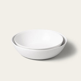 Serving Bowl Pearl White Speckled Low Profile Stoneware