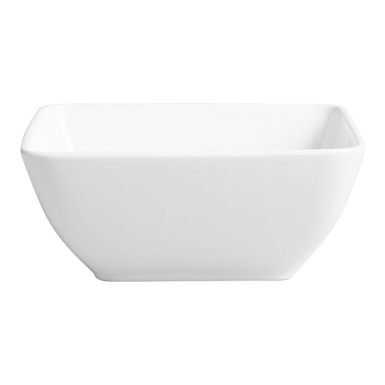Serving Bowl Porcelain Flared Rounded Corners Glossy Square Dish