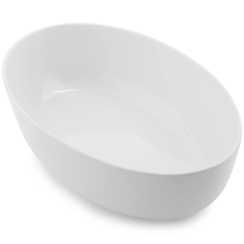 Serving Bowl, Porcelain Oval, Large Shallow Profile