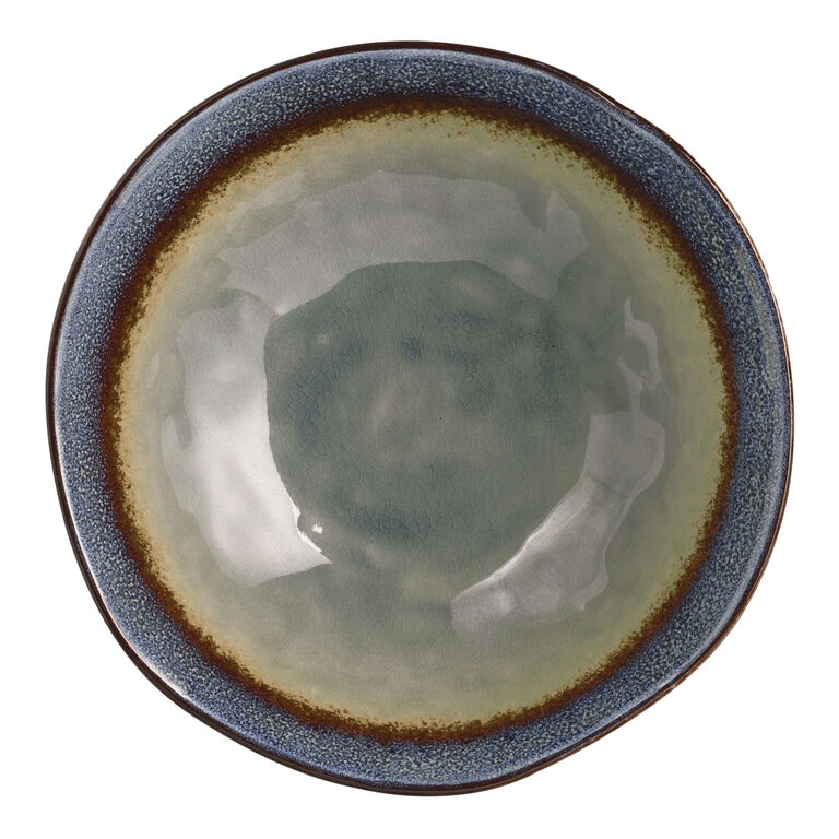 Serving Bowl Reactive Glaze Shallow Silhouette Speckled Mottled Pattern