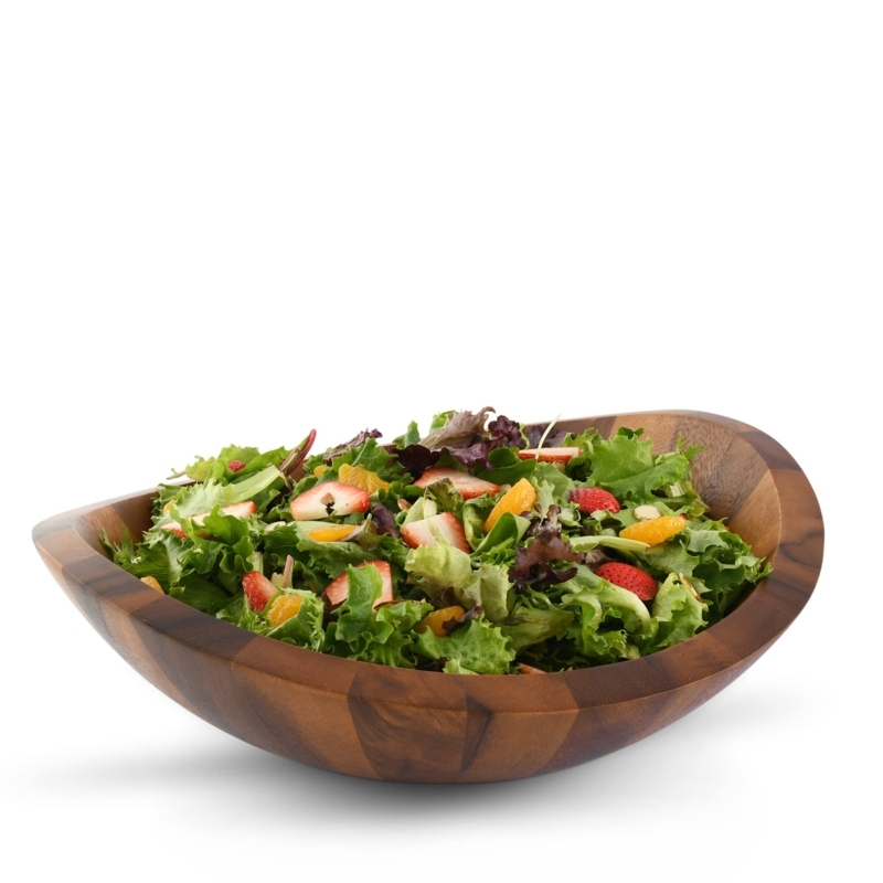 Serving Bowl, Round Acacia Wood, Modern Salad Centerpiece