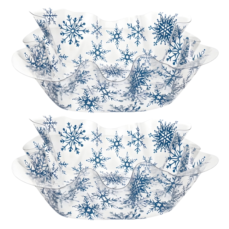 Serving Bowl Ruffled Rim Vibrant Blue Plastic Festive Snack Dishes