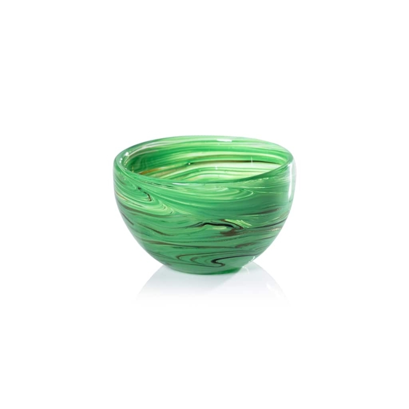 Serving Bowl Set Clear Glass Ribbed Exterior Glossy Stackable