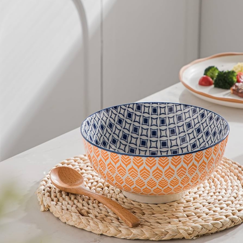 Serving Bowl Set, Muted Teal Color, Deep Basin, Ceramic Serving Bowls.