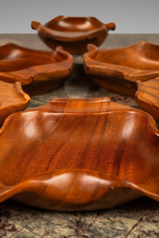 Serving Bowl Set, Organic Shield Walnut, Mid-Century Modern
