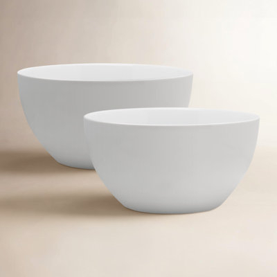 Serving Bowl Set with Beaded Rim, Farmhouse. White Beaded Serving Bowl Set.