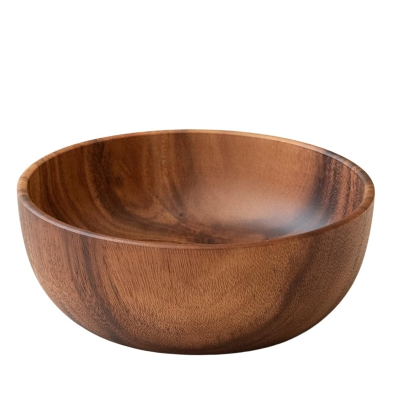 Serving Bowl Shallow Profile Natural Wood Grain Matte Finish