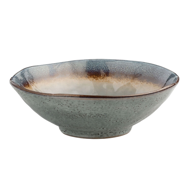 Serving Bowl Shallow Profile Reactive Glaze Speckled Finish Wide Rim