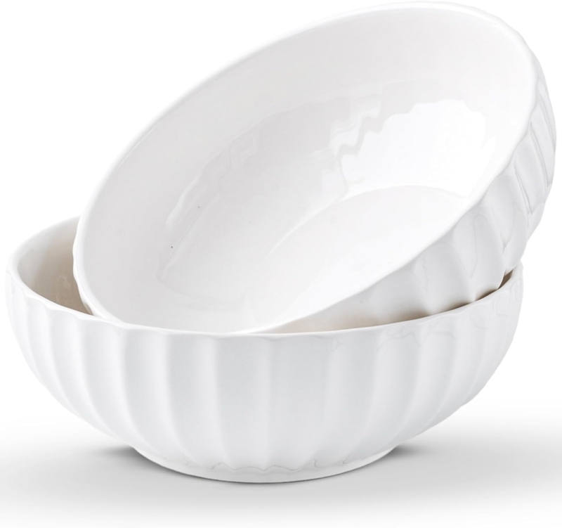 Serving Bowl Shallow Profile Wide Rim Smooth Ceramic Aesthetic