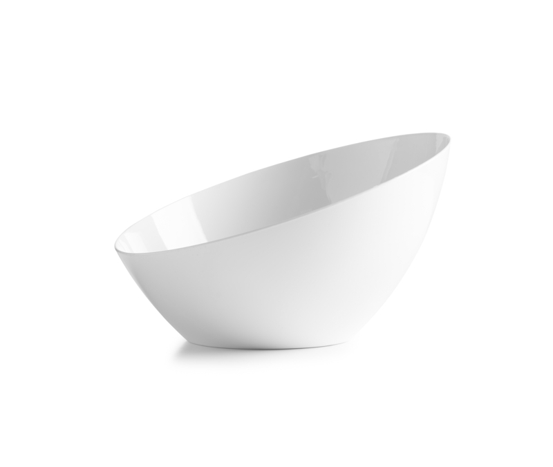 Serving Bowl Slanted Rim Glossy White Plastic Modern Minimalist