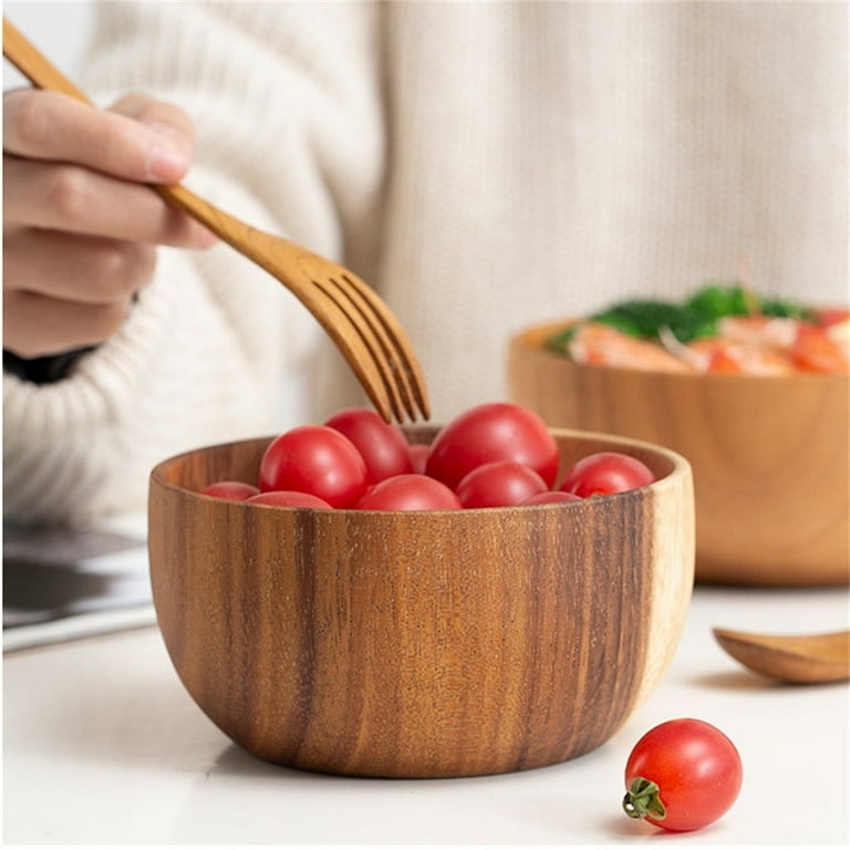 Serving Bowl Small Scale Rustic Wood Toned Visible Grain
