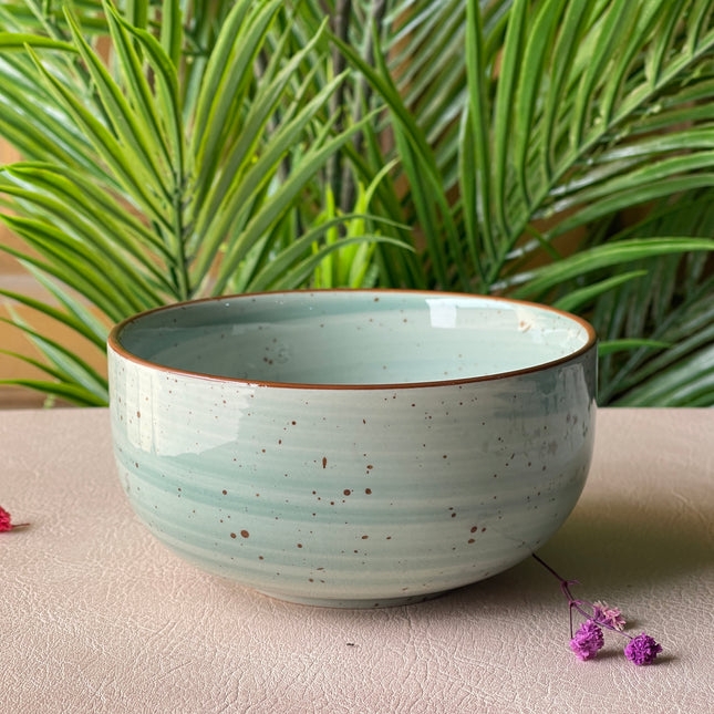 Serving Bowl Speckled Glaze Beige Ceramic Flared Rim Matte