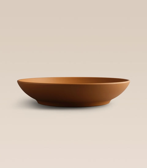 Serving Bowl Terracotta Red Matte Finish Low Profile Earthy Patio