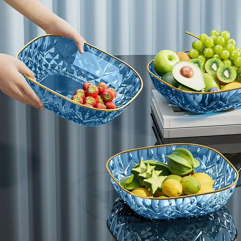 Serving Bowl Translucent Blue Plastic Tapered Modern Centerpiece